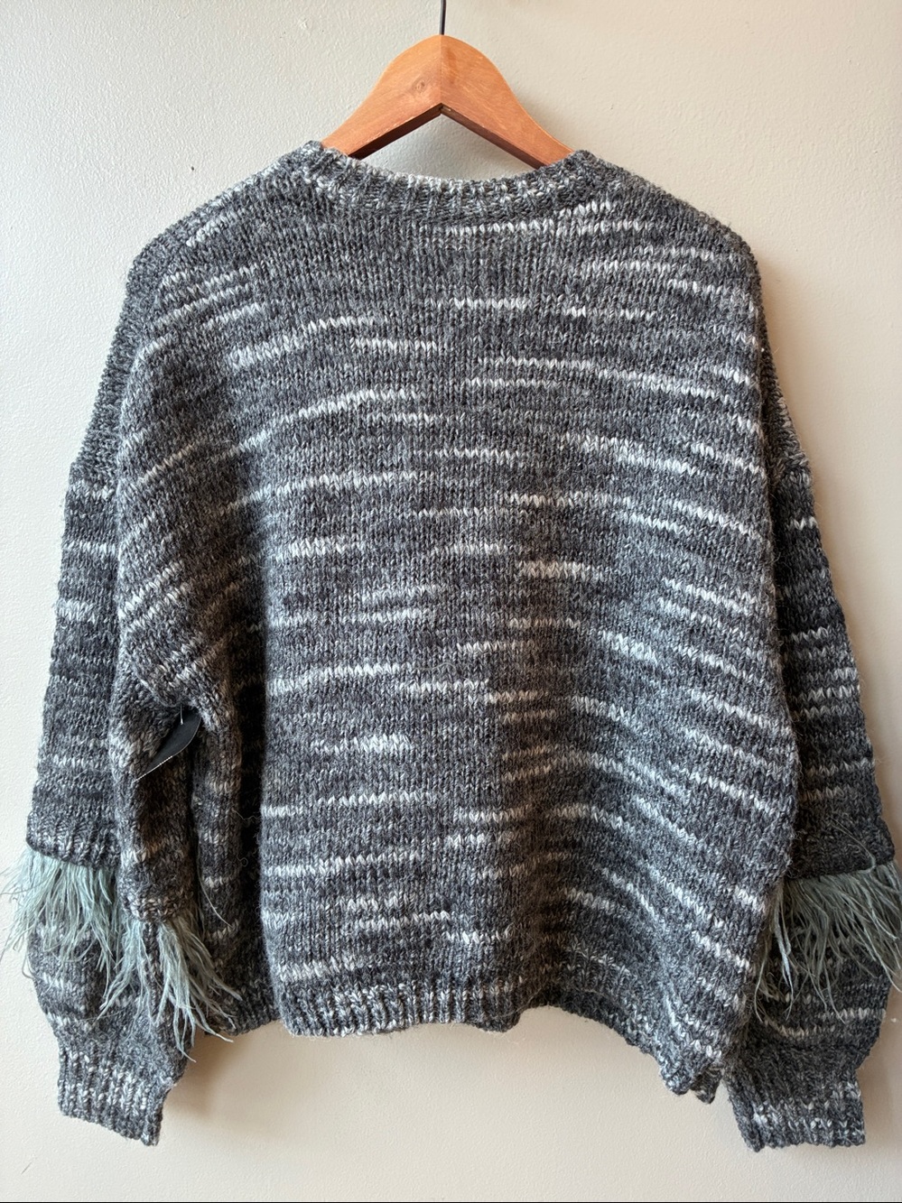 Cinq A Sept Melissa Ostrich Feather Sweater, Large - Picture 5 of 7